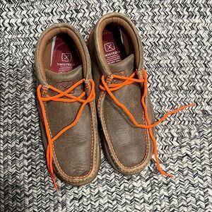 Twisted X Brown and Orange Chukka Boots with Moccasin Stitching